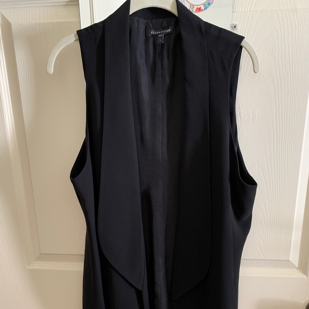 Eileen Fisher 100% Silk lined vest excellent condition size large 20” across